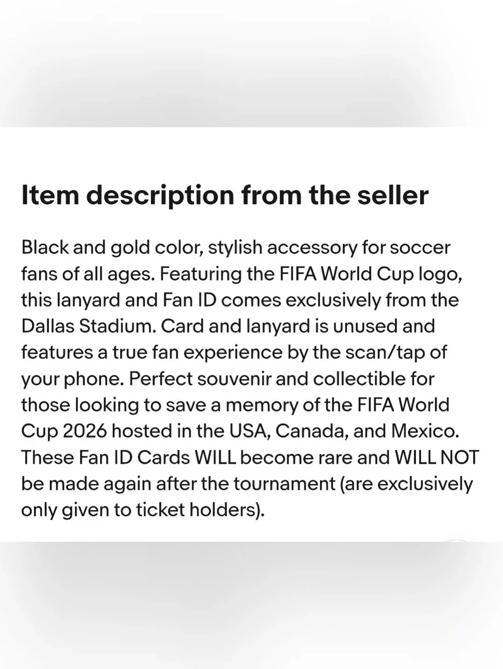 World Cup 2026 Fan ID Card, Badge, & Lanyard--Official FIFA USA Stadium Edition